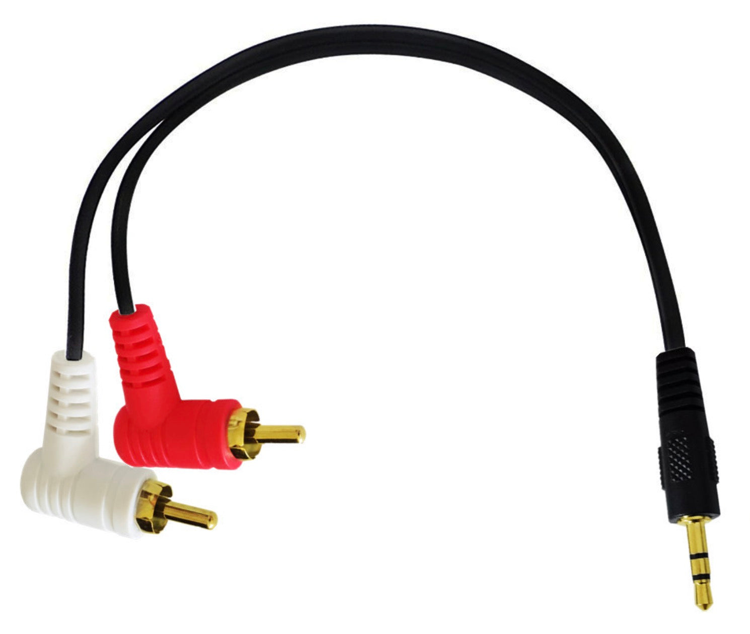 3.5mm jack to 2 RCA male audio cable angled connectors