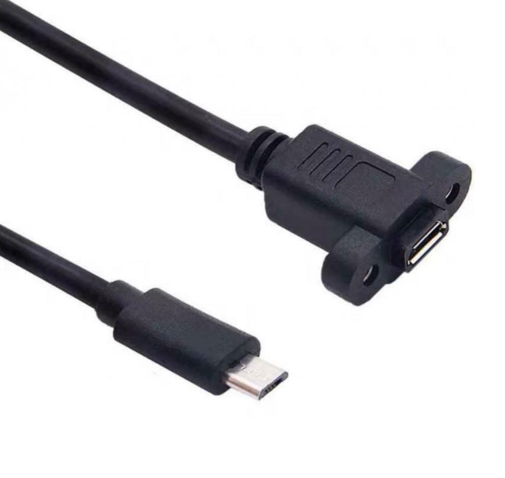 Micro-B USB 5 Pin Male to Female Panel Mount Extension Cable