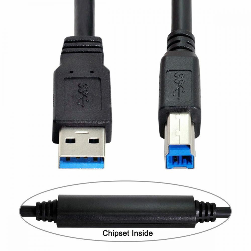 USB-A 3.0 Male to USB-B 3.0 Male Chipset Repeater Data Charging Cable 8m