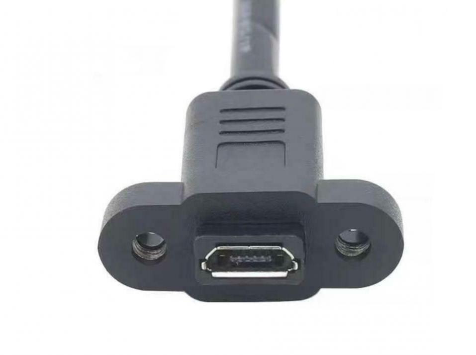 Micro-B USB 5 Pin Male to Female Panel Mount Extension Cable