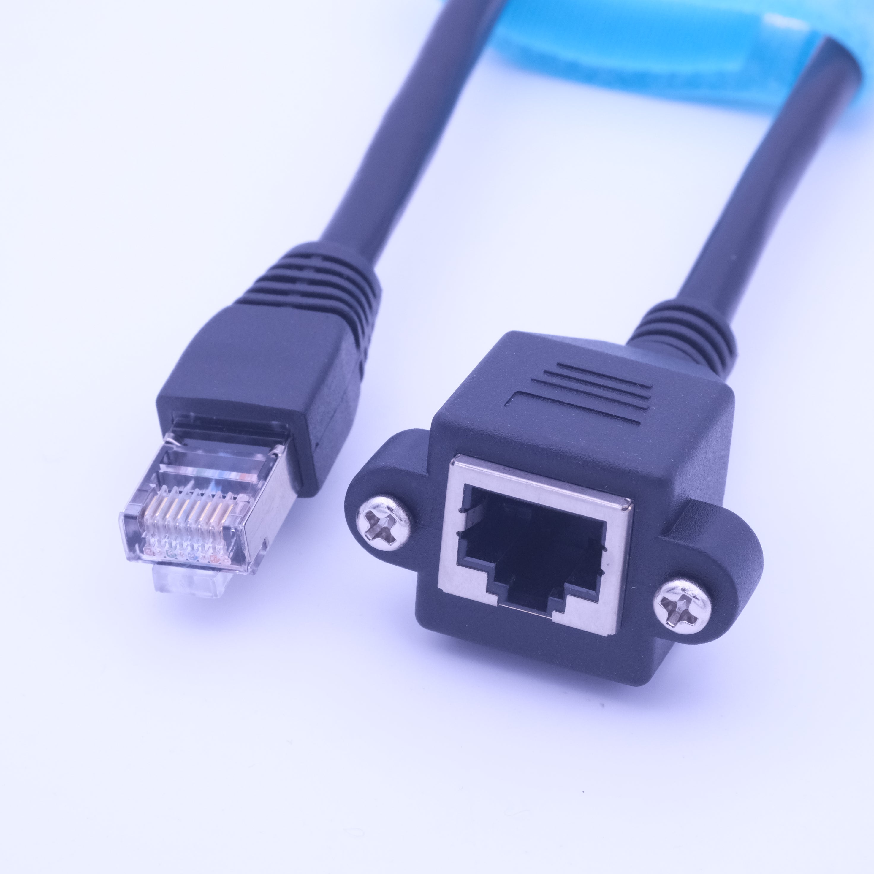 RJ45 Male to Female Panel Mount Ethernet Extension Cable Cat 5E/5 Cat 6
