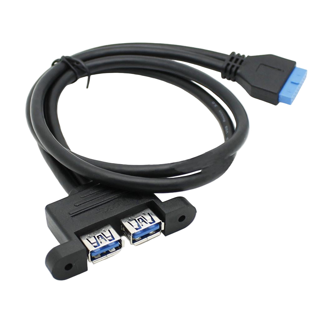 Motherboard Header 20pin Female to Dual USB 3.0 A Female Panel Mount Cable 0.5m