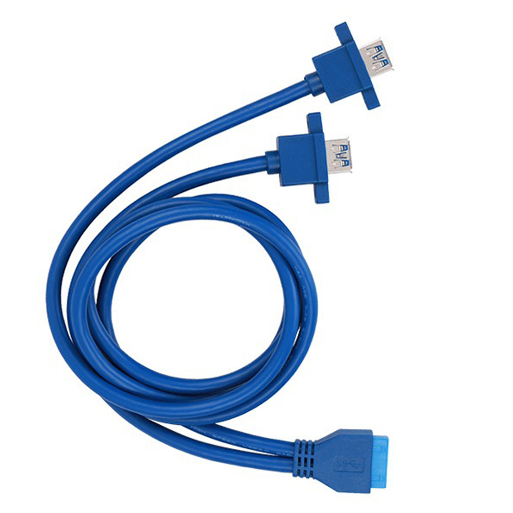 Motherboard 19 Pin Header to Dual USB 3.0 A Female Panel Mount Connector Extension Cable