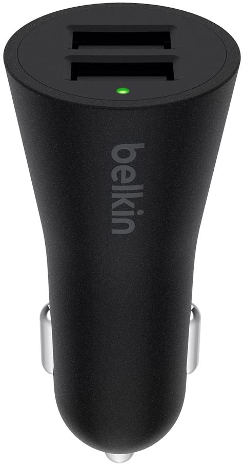 Belkin Boost-Up 2-Port Fast Charging 2 x 2.4 A/24 W Universal USB-A Car Charger, Black