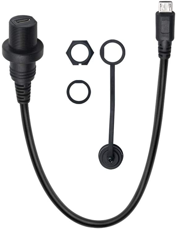 Micro USB Male to Female Panel Mount Extension Cable for Car Boat Motorcycle, Truck Dashboard