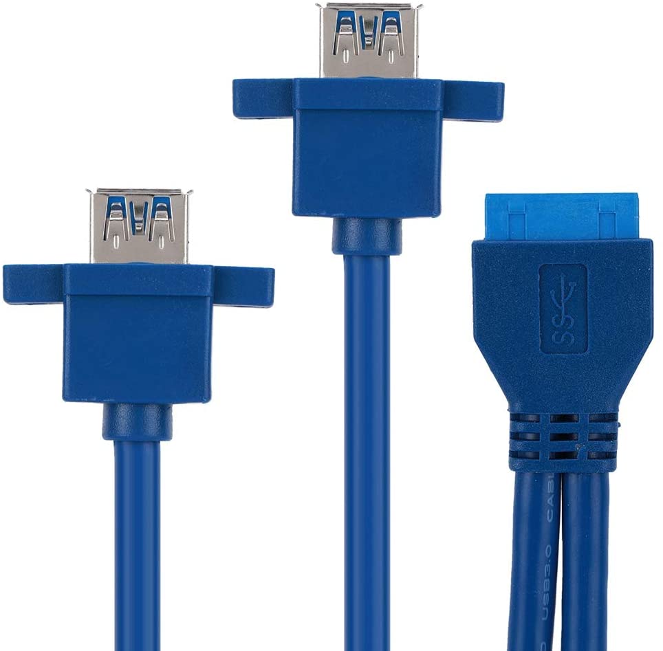 Motherboard 19 Pin Header to Dual USB 3.0 A Female Panel Mount Connector Extension Cable