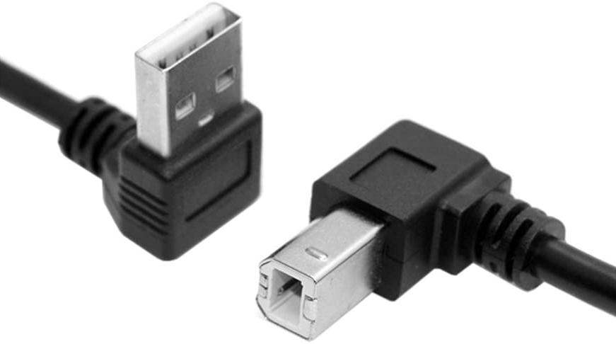 USB-A 2.0 Down Angle Male to USB-B Male Up Angle Printer Scanner HDD Cable