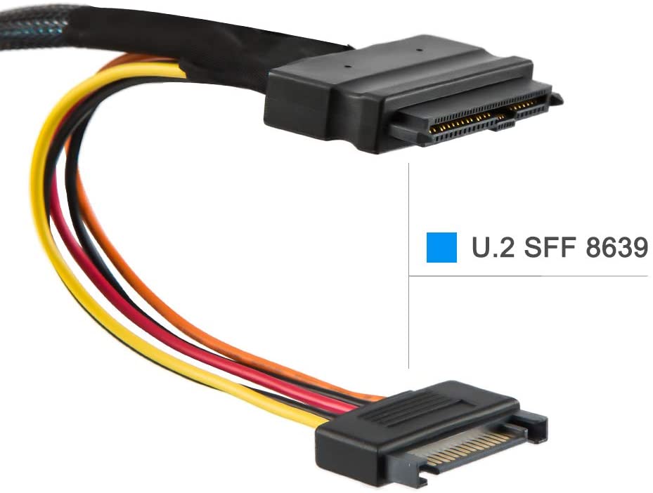 Mini SAS SFF-8643 to U.2 SFF-8639 U2 NVME SSD Data Cable 12Gbps 0.8m