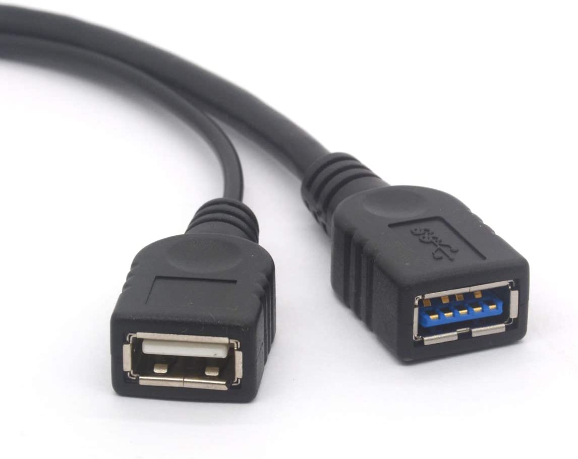 USB-A 3.0 Male to USB-A 3.0 Female + USB-A 2.0 Female Power Cable 0.3m