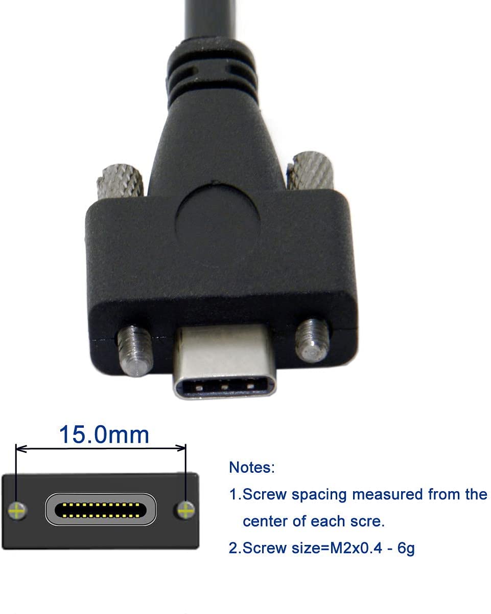 USB 3.0 A Male to USB C Dual Screw Locking Panel Mount Data Charge Cable 1.2m / 2m /3m