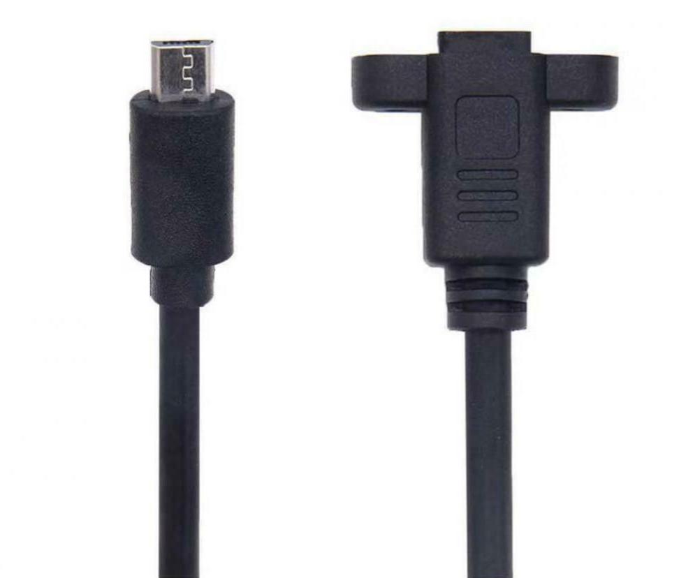 Micro-B USB 5 Pin Male to Female Panel Mount Extension Cable