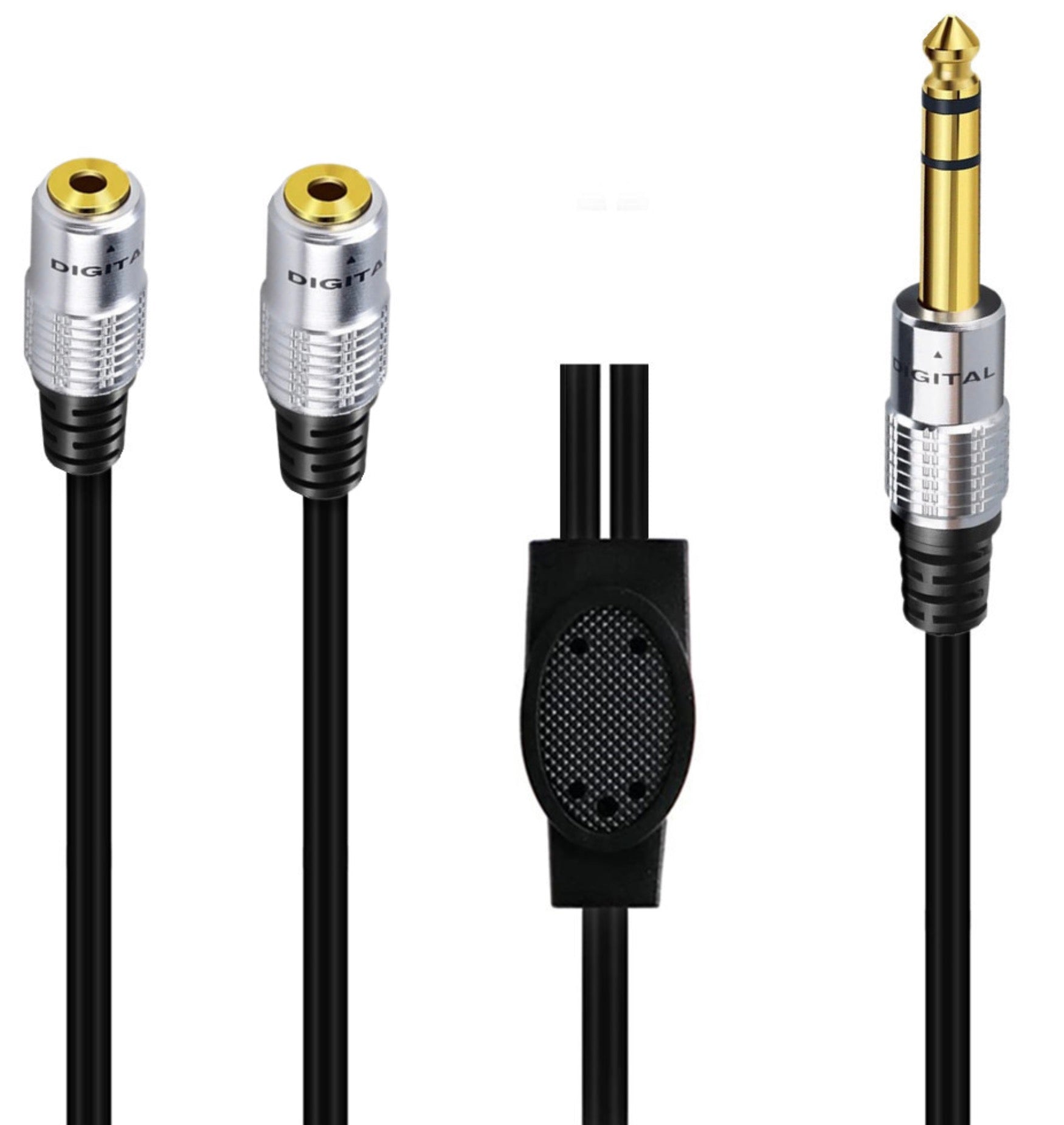 6.35mm to dual 3.5mm female audio splitter cable connectors
