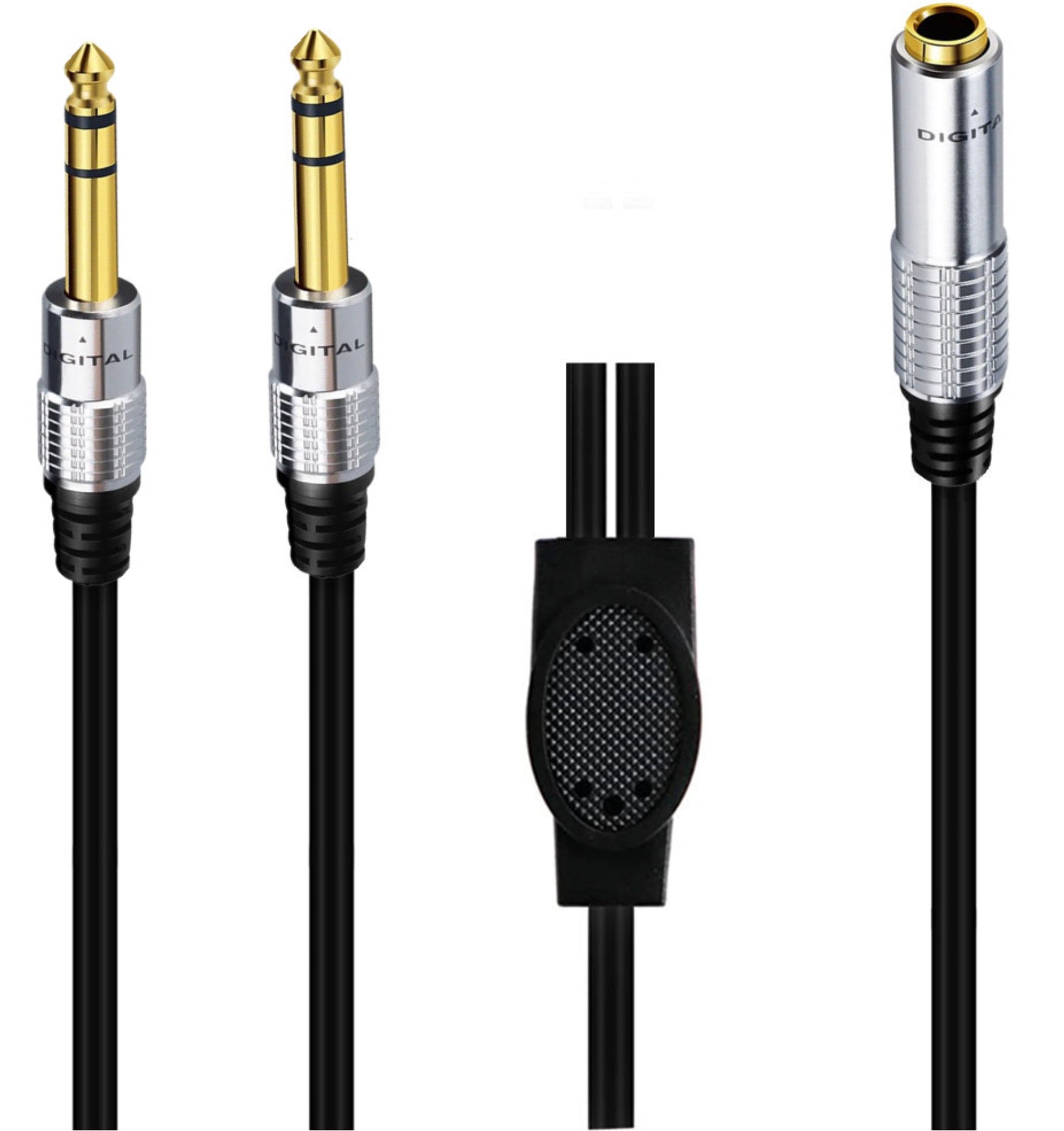 6.35mm female to dual 6.35mm trs male splitter cable connectors