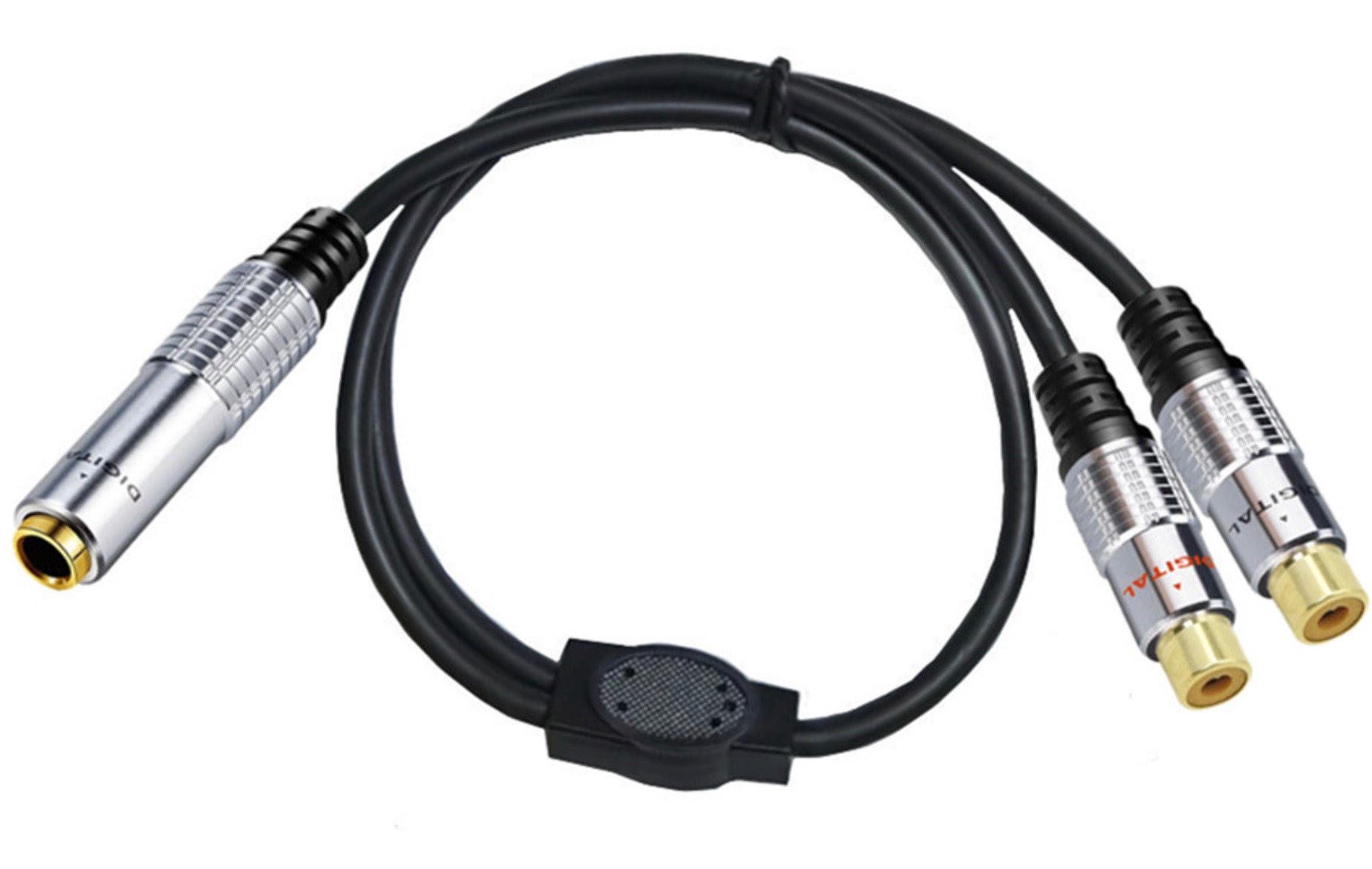 6.35mm TRS female to dual RCA female stereo audio Y splitter cable