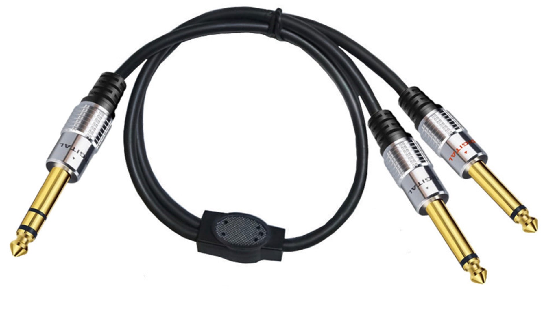 6.35mm TRS female to dual 6.35mm TS mono male audio insert Y splitter cable