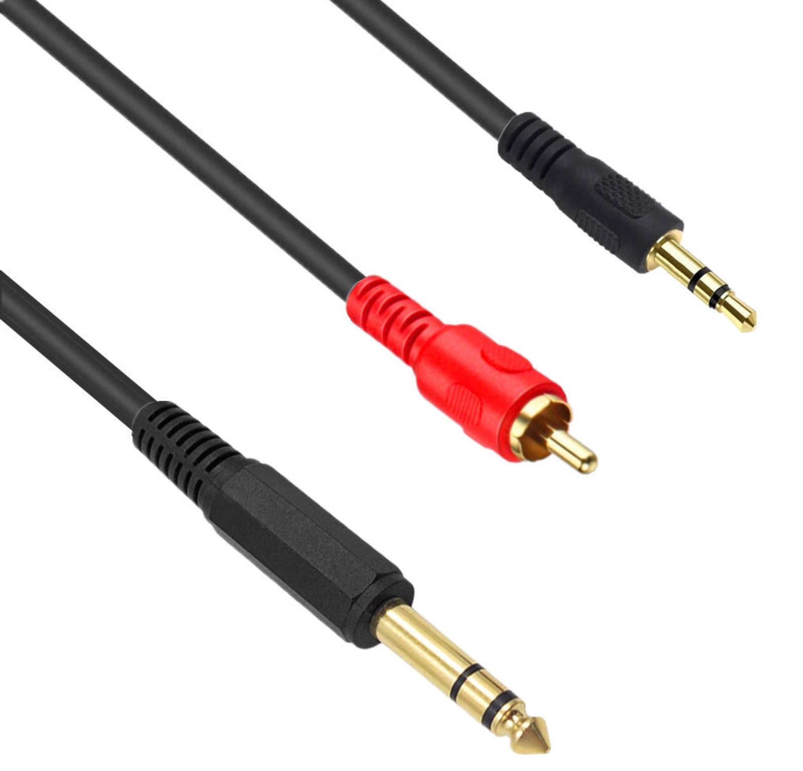 6.35mm TRS to RCA and 3.5mm stereo audio cable for mixer amplifier