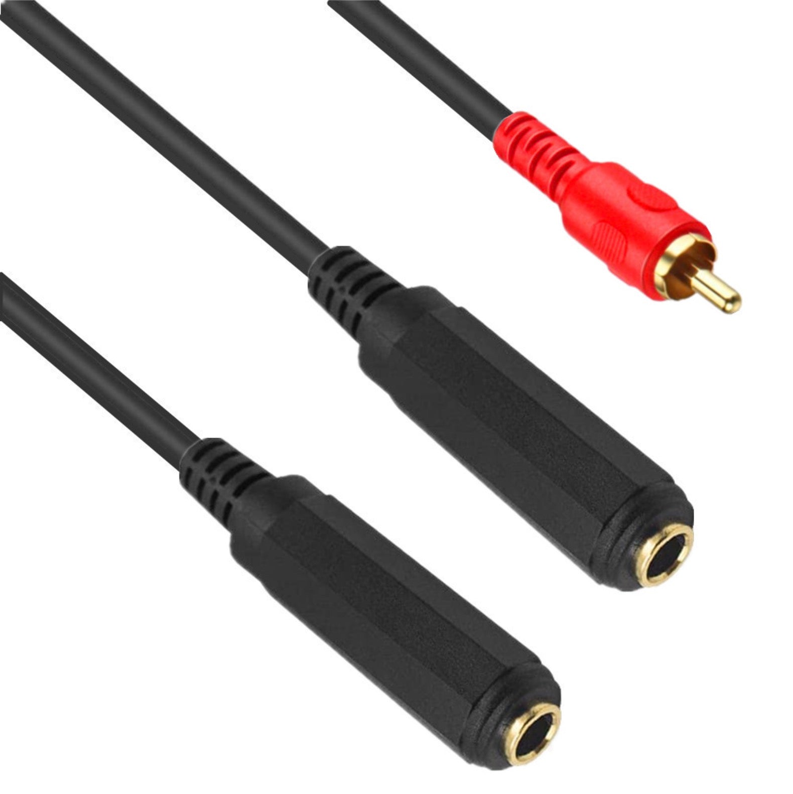 6.35mm female audio splitter with RCA adapter cable for mixer amplifier