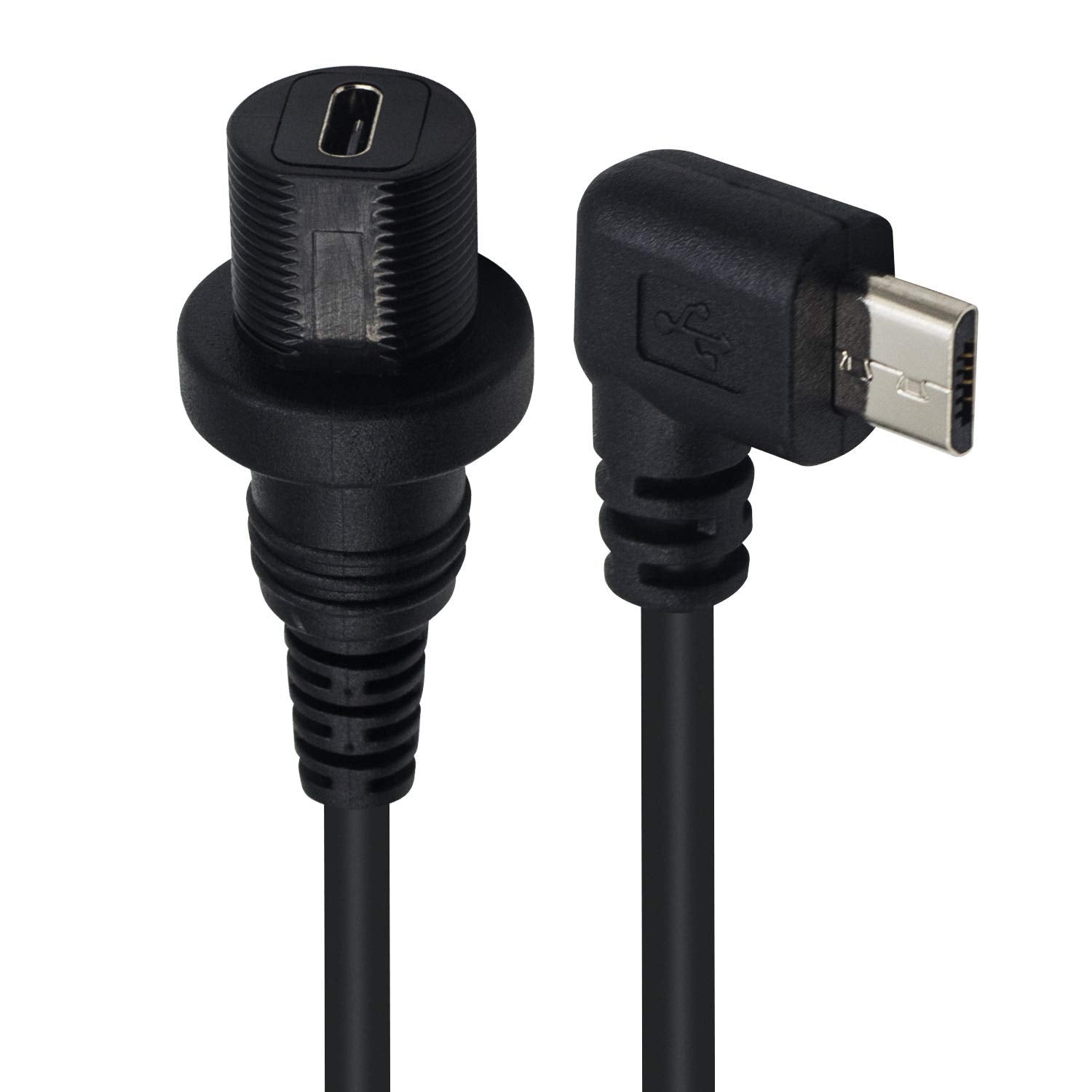 Micro USB Male to Female Panel Mount Extension Cable for Car Boat Motorcycle, Truck Dashboard