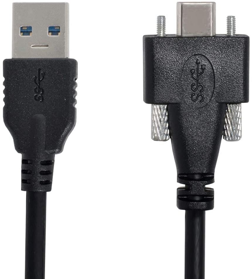 USB 3.0 A Male to USB C Dual Screw Locking Panel Mount Data Charge Cable 1.2m / 2m /3m