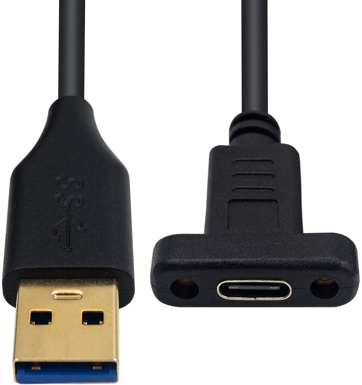 USB 3.0 Type A Male to USB-C Female Panel Mount Cable