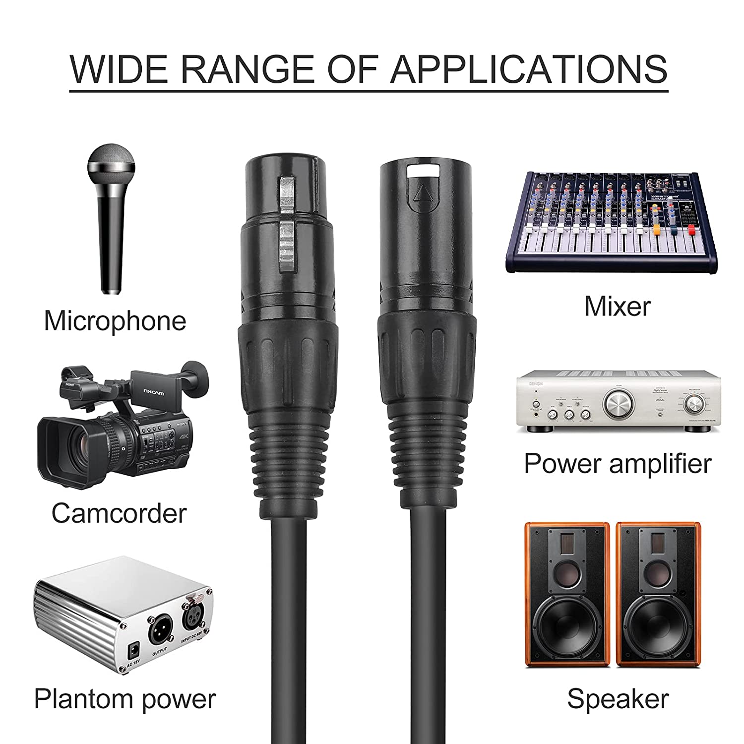 XLR 3 pin Male to XLR Female Audio Microphone Cable 5m