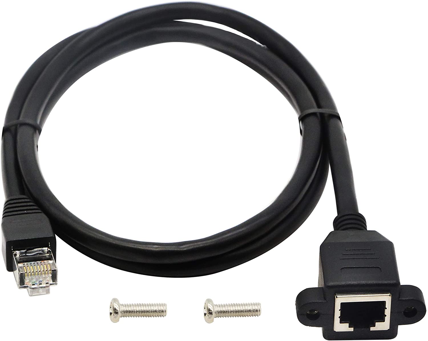 RJ45 Male to Female Ethernet Extension Cable – 1m Shielded CAT6/5e/5 Panel Mount LAN Extender