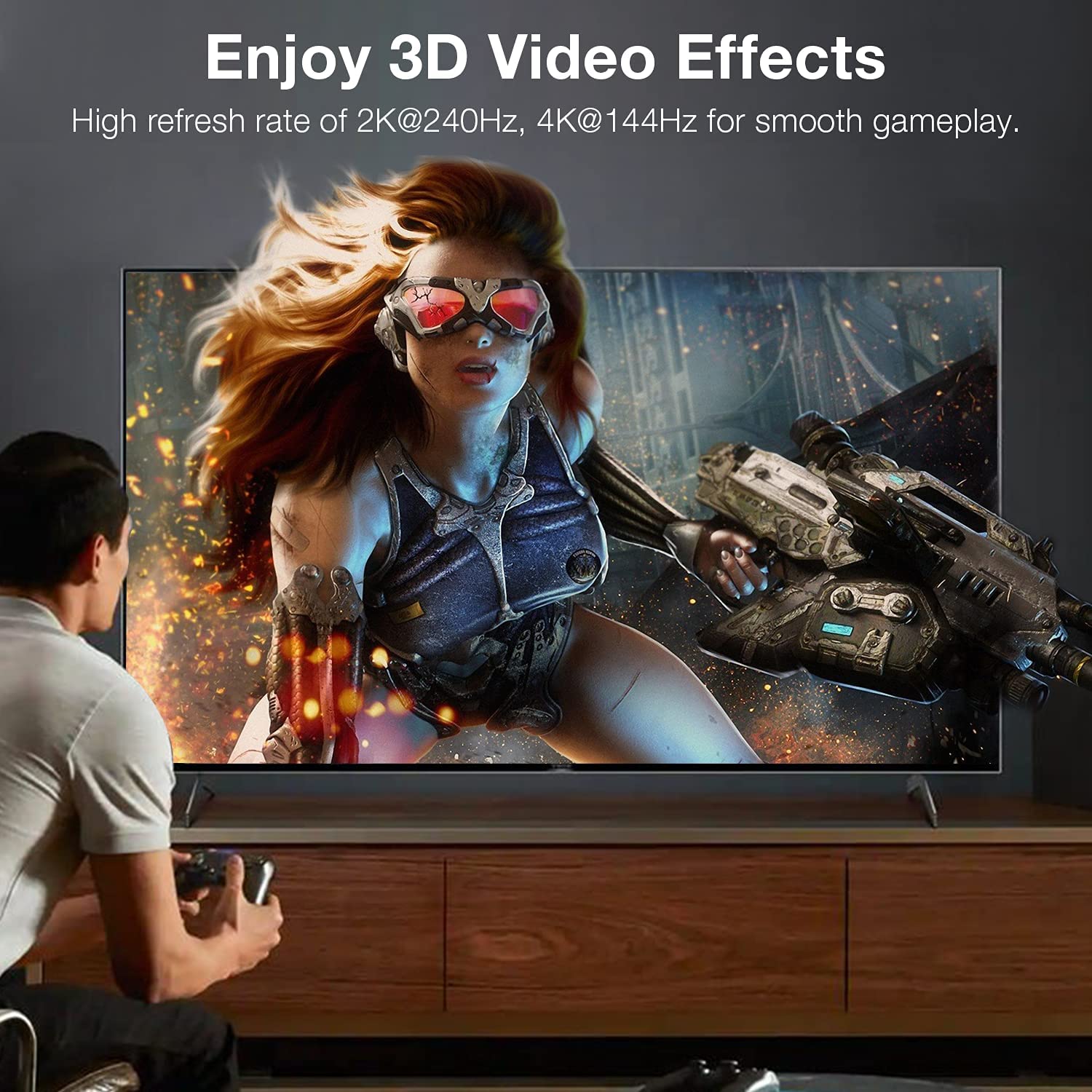 8K HDMI 2.1 Angled Adapter – Male to Female, 8K@60Hz, HDR, Dolby Vision Support