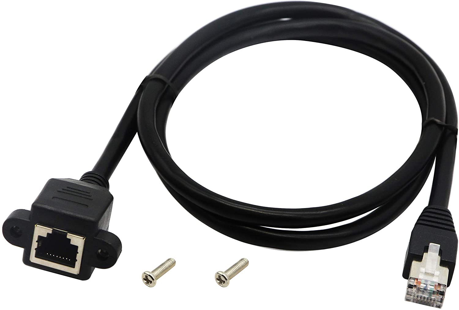 RJ45 Male to Female Ethernet Extension Cable – 1m Shielded CAT6/5e/5 Panel Mount LAN Extender