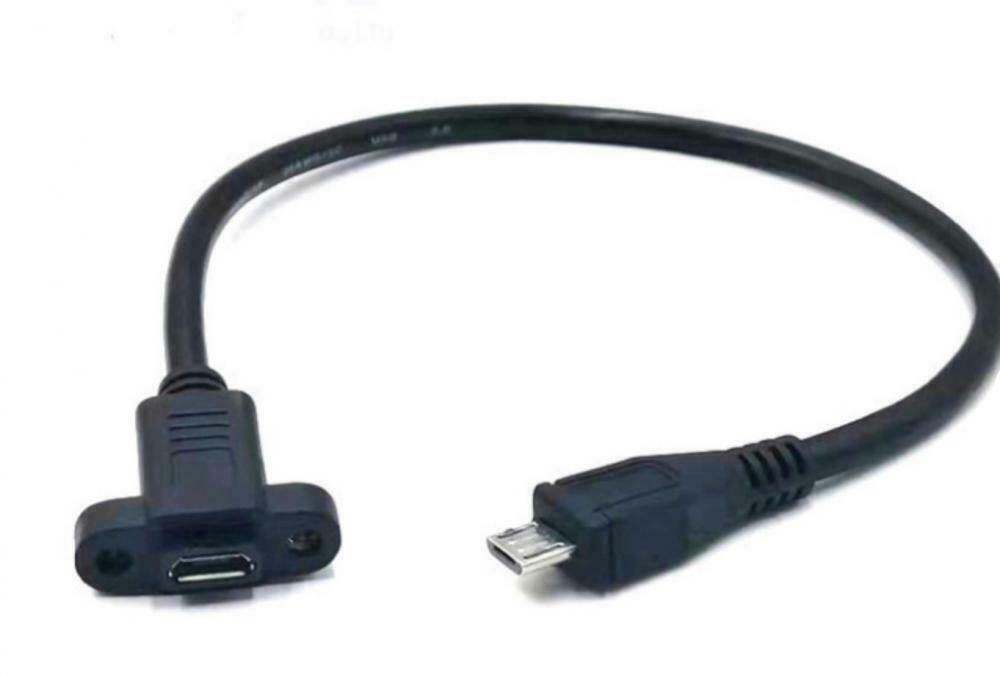 Micro-B USB 5 Pin Male to Female Panel Mount Extension Cable