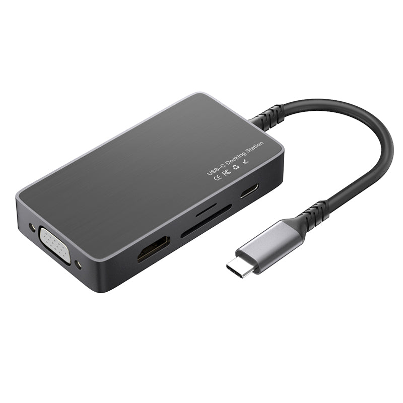 8-in-1 USB-C hub with HDMI, VGA, USB ports, SD and microSD card reader