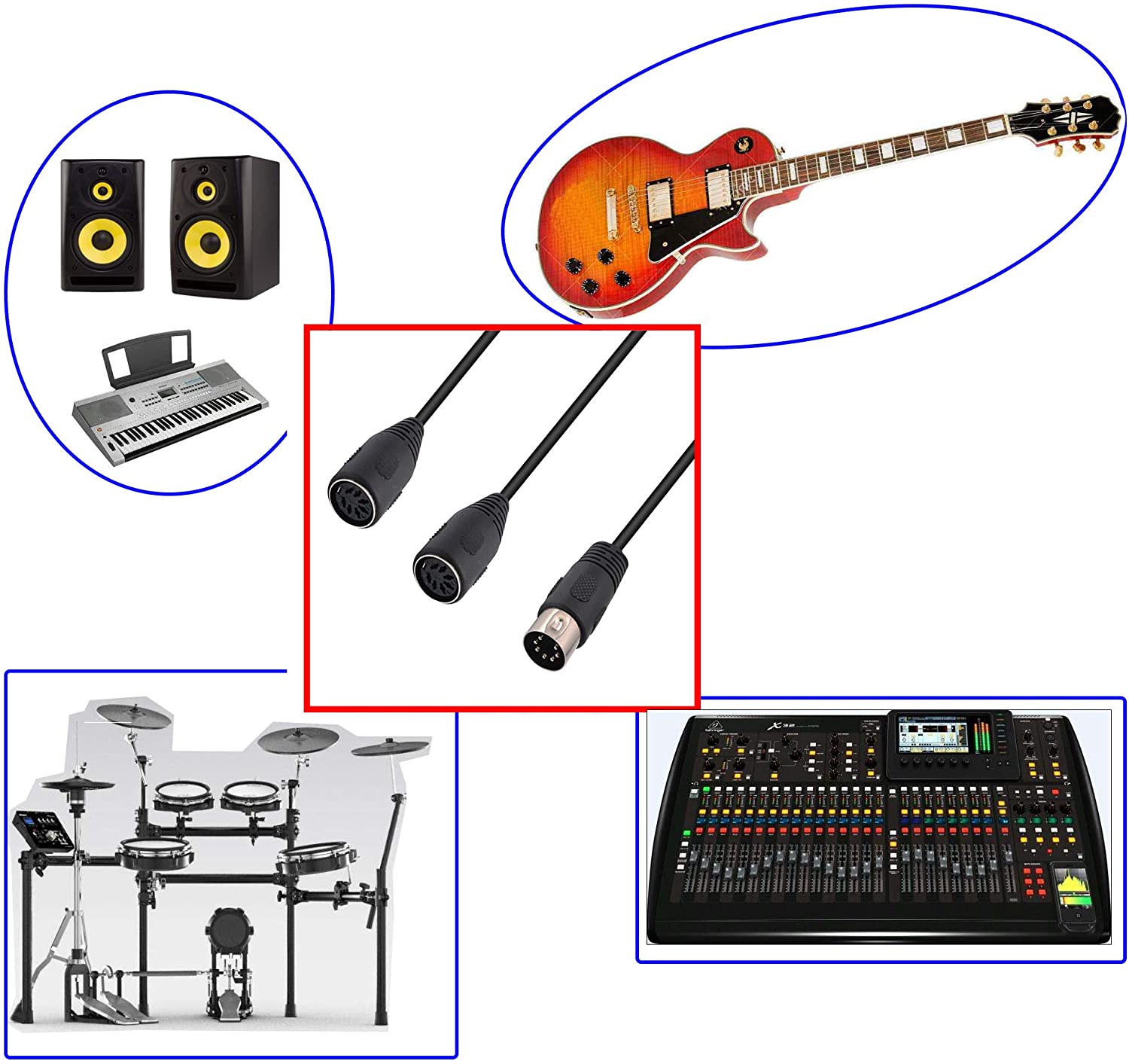 7-Pin Male to Dual 7-Pin Din Female Y Splitter Cable for Bang Olufsen Naim Quad Stereo Systems
