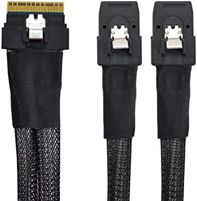 PCI-E Ultraport Slimline SAS Slim 4.0 SFF-8654 8i 74 Pin to Dual SFF-8087 Mini SAS PCI-Express Cable 0.5m