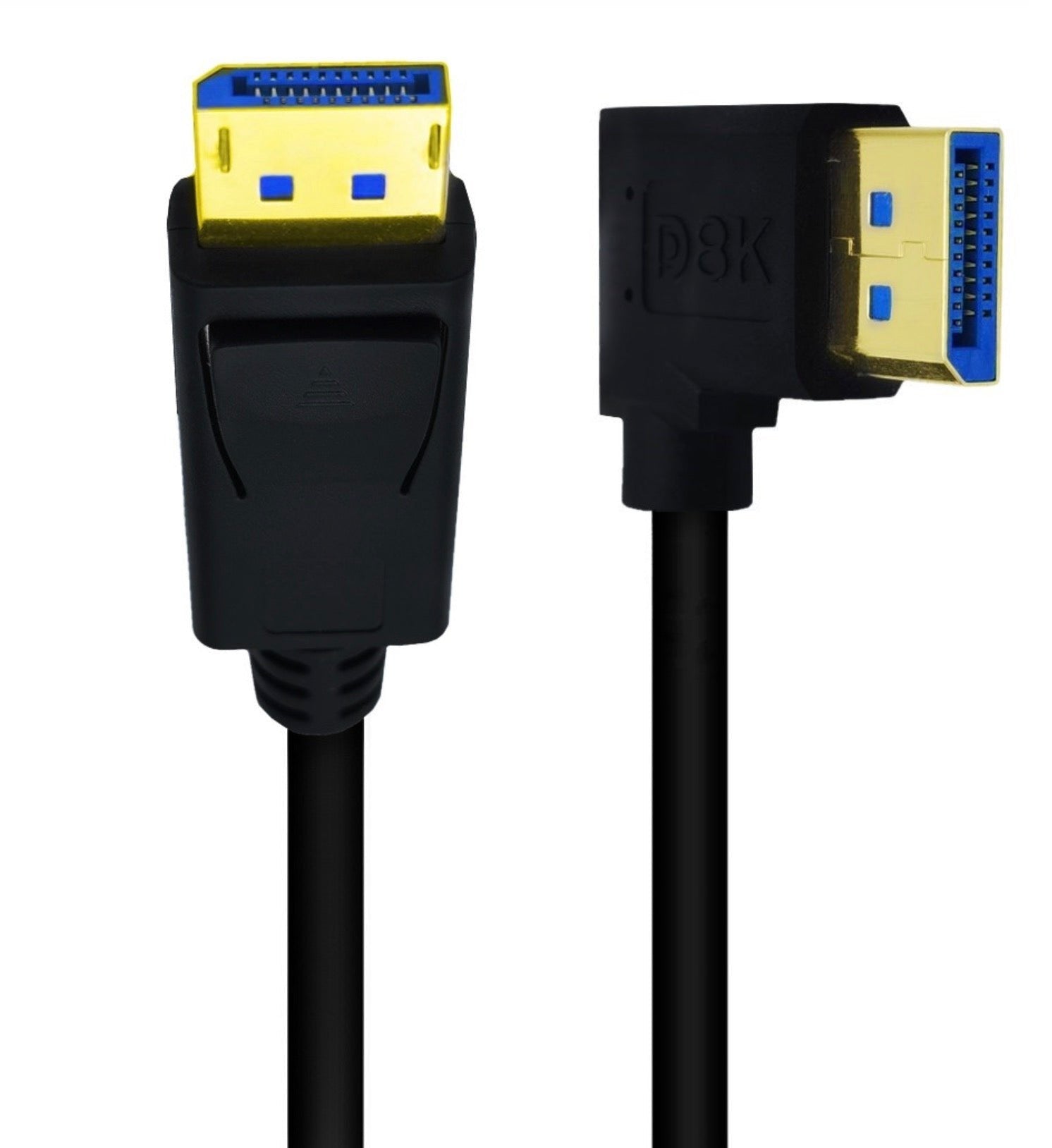 8K DisplayPort 1.4 straight to left angle cable