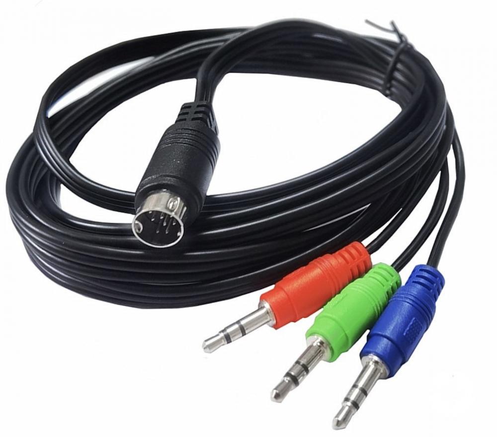 9-pin mini DIN to 3 x 3.5mm audio cable