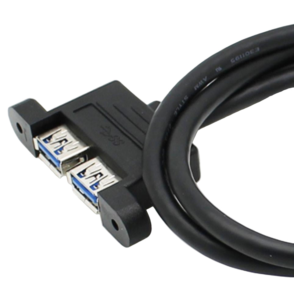 Motherboard Header 20pin Female to Dual USB 3.0 A Female Panel Mount Cable 0.5m