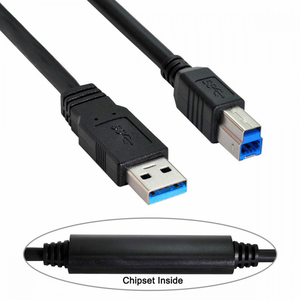 USB-A 3.0 Male to USB-B 3.0 Male Chipset Repeater Data Charging Cable 8m