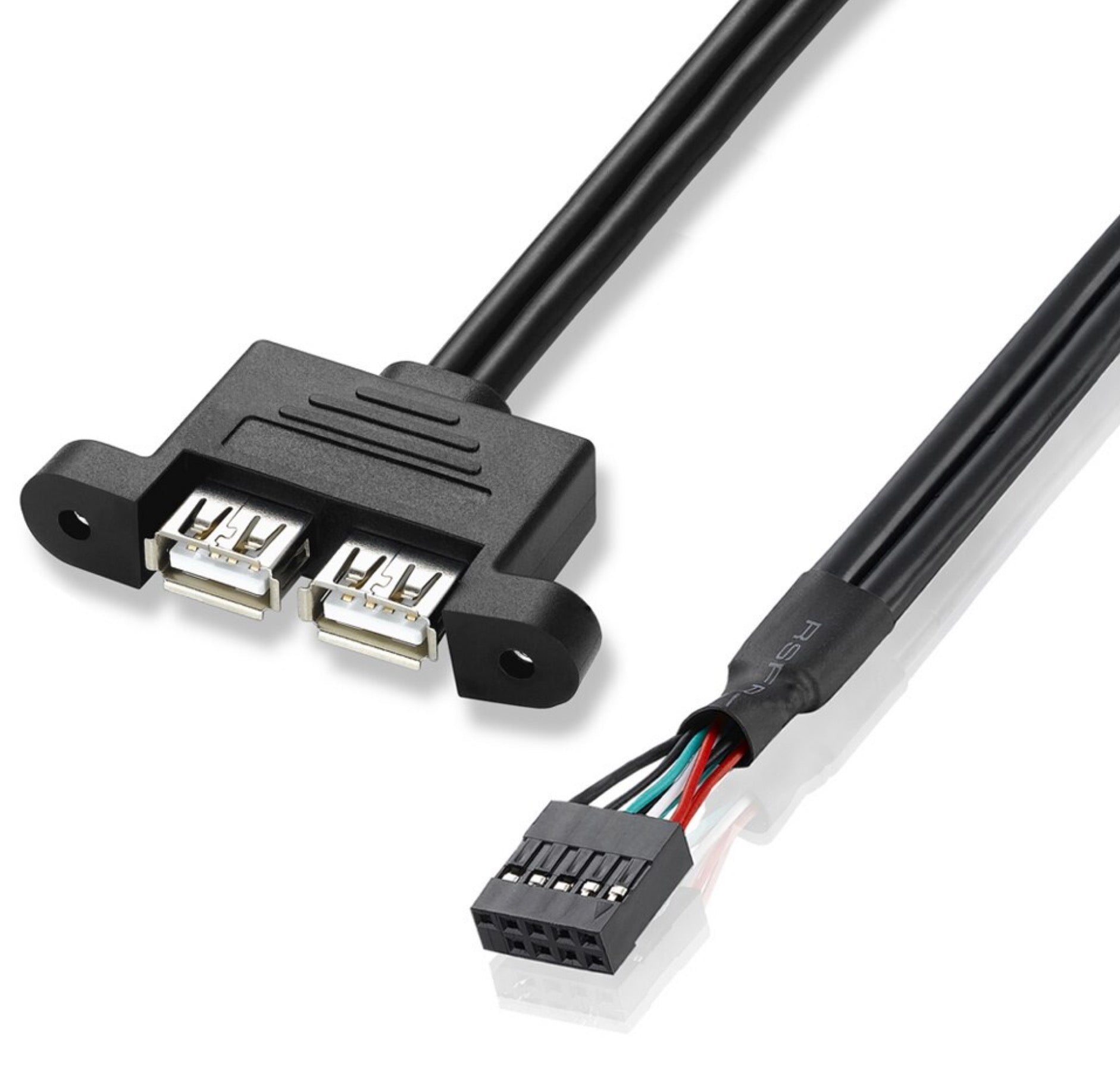 Motherboard 9Pin Header to Dual USB 2.0 Female Panel Mount Data Extension Cable