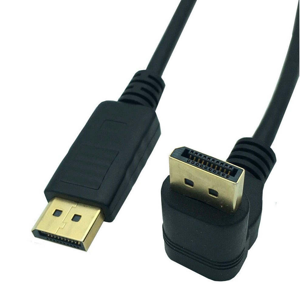 Angled DisplayPort cable 0.3m showing right-angle connector and cable flex