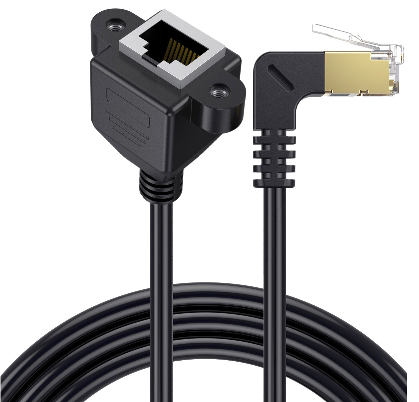 Cat 8 RJ45 up angle male to female Ethernet extension cable 40Gbps