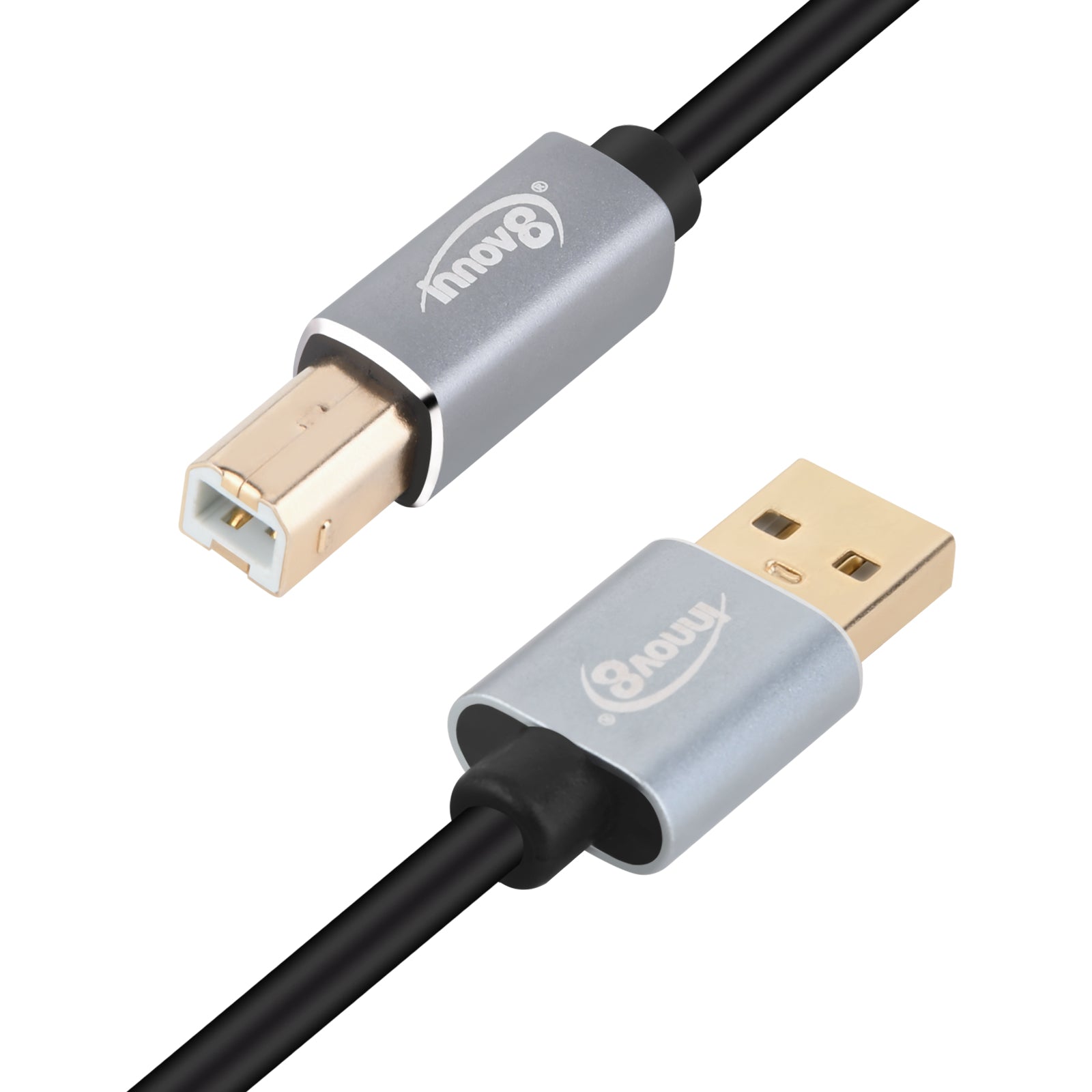 Coiled USB 2.0 printer cable USB-A to USB-B