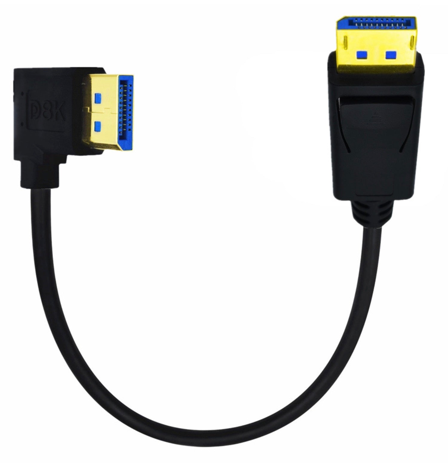 DisplayPort 90 degree left angled connector cable