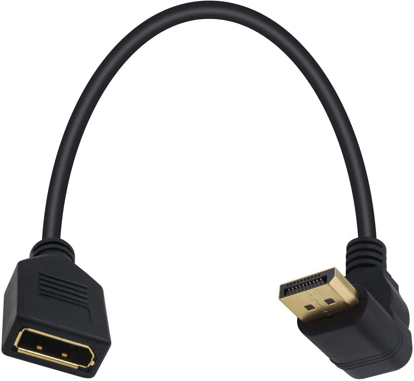 DisplayPort male to female extension cable 0.3m with straight and angled variant options