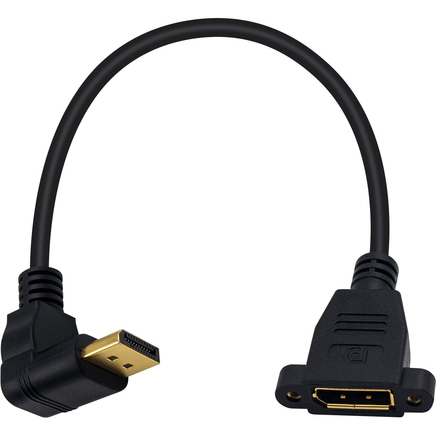 DisplayPort male to female panel mount extension cable 0.3m with straight and angled options