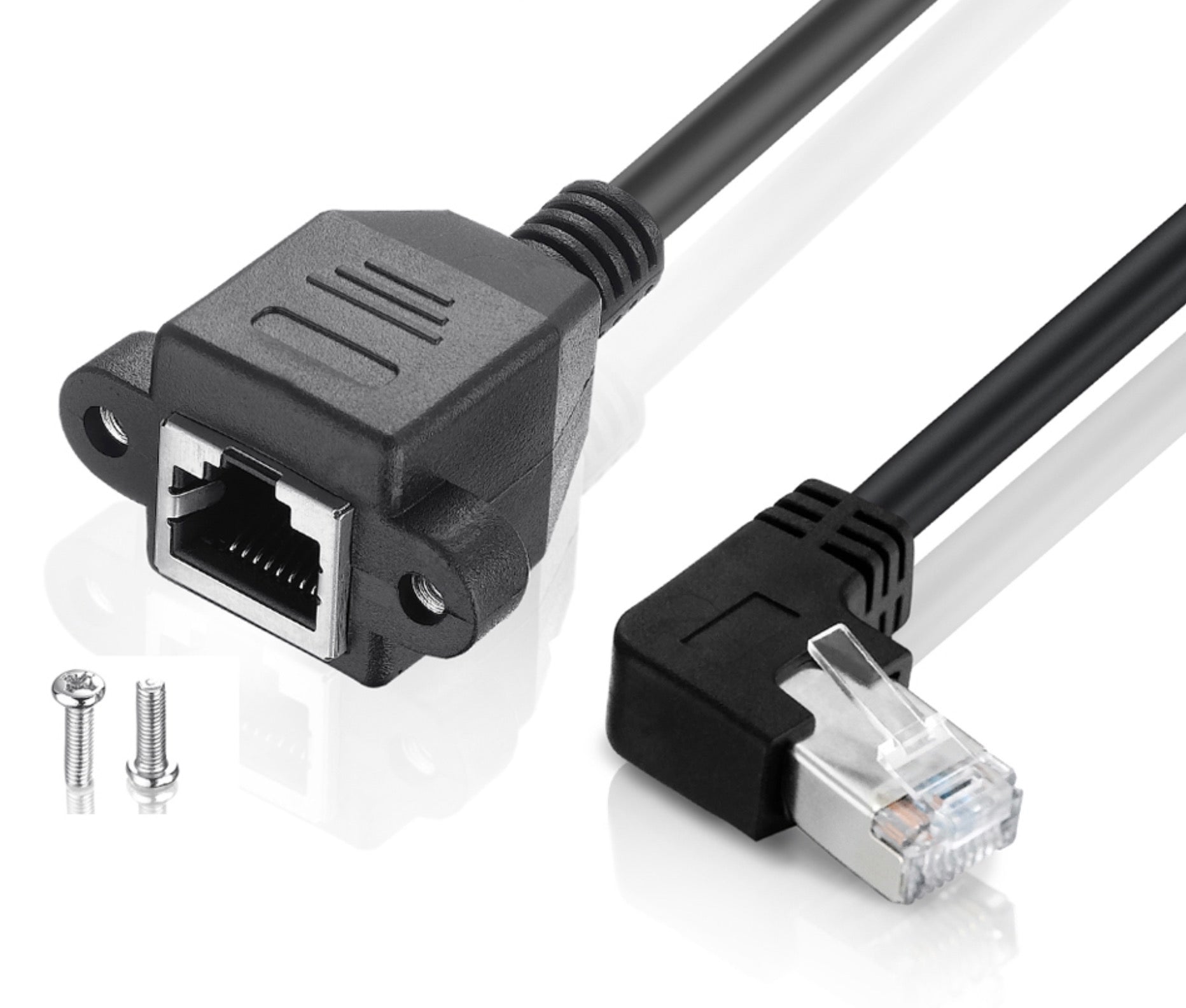 Ethernet extension cable with panel mount female RJ45