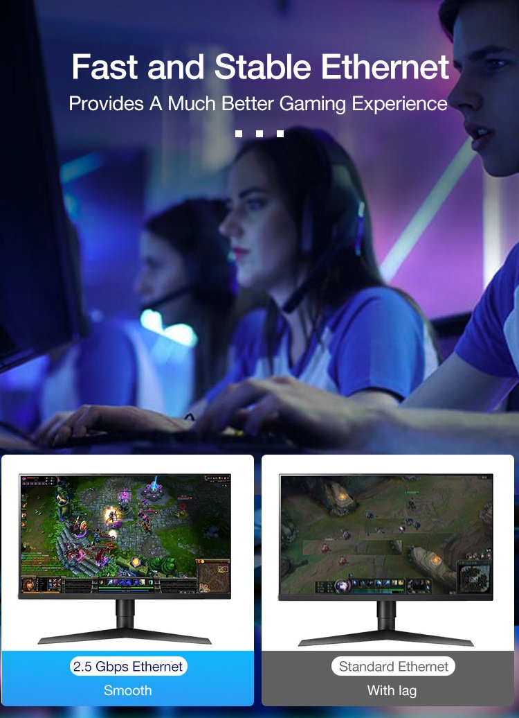 USB-C Thunderbolt 3 to 2.5Gbps RJ45 Lan Network Adapter Converter