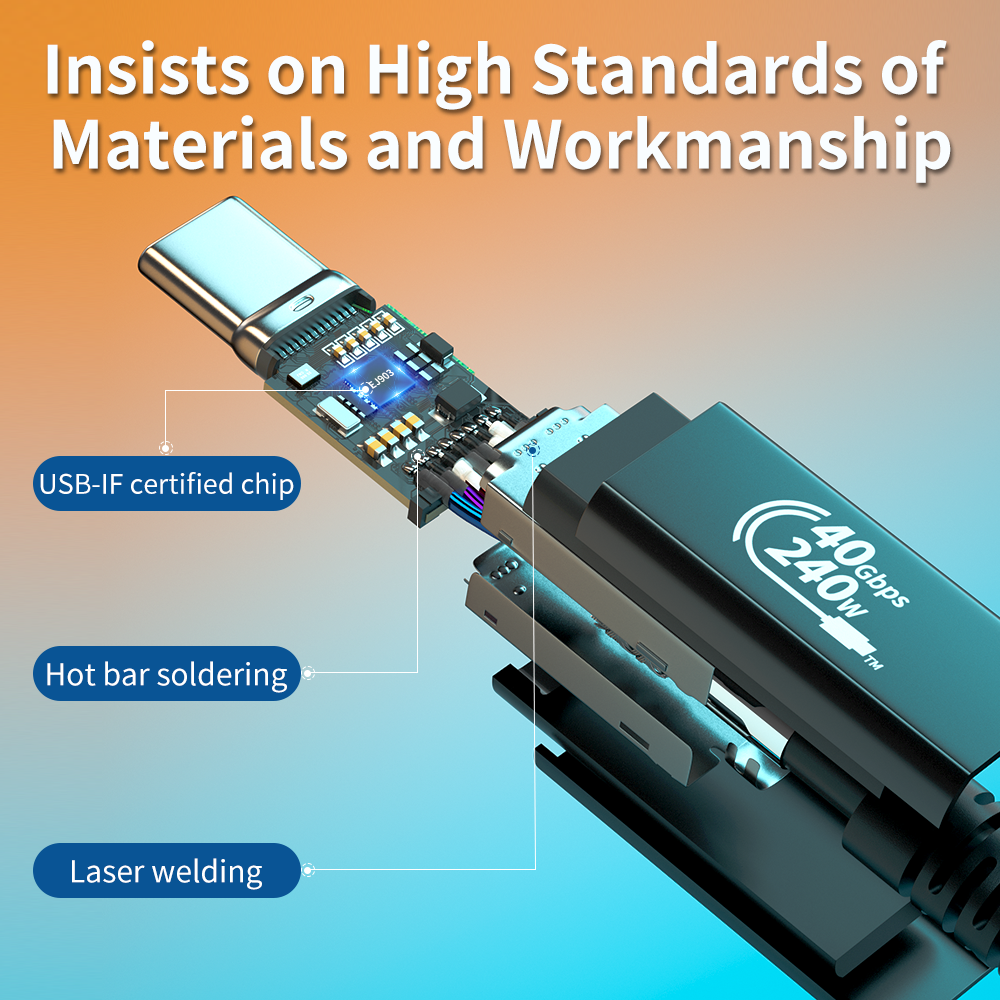 USB-C Gen 3 240W(48V/5A) PD Charging Data Cable Data 40Gbps 8K 1m
