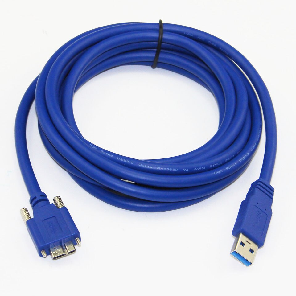 USB 3.0 A Male to Micro B Male Panel Mount Screw Lock Cable