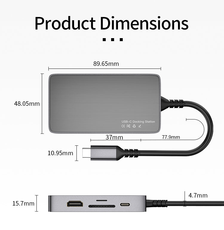 8-in-1 USB-C Hub with 4K 30Hz HDMI, USB 3.0, USB 2.0, PD 100W SD/TF Card Readers and VGA Port
