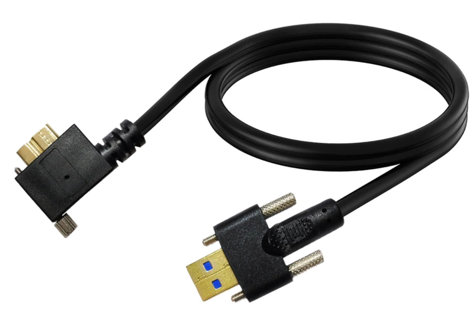 USB Micro-B 3.0 left angle cable with dual M3 locking screws
