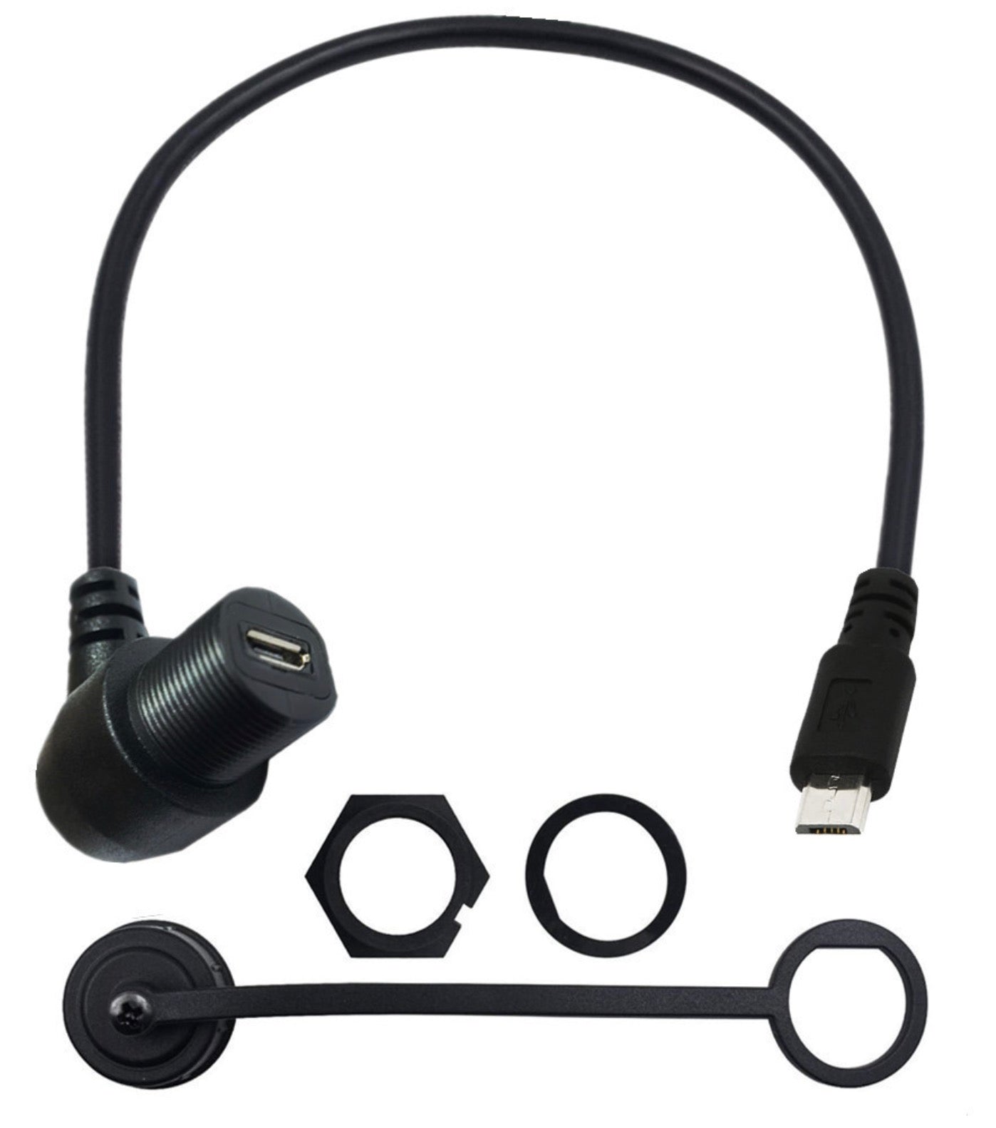 Micro USB male to female flush mount cable